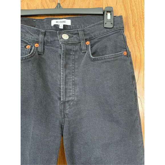 RE/DONE 70’s Stove Pipe Straight Leg Jeans‎ Faded Black Size 26 - Picture 6 of 12